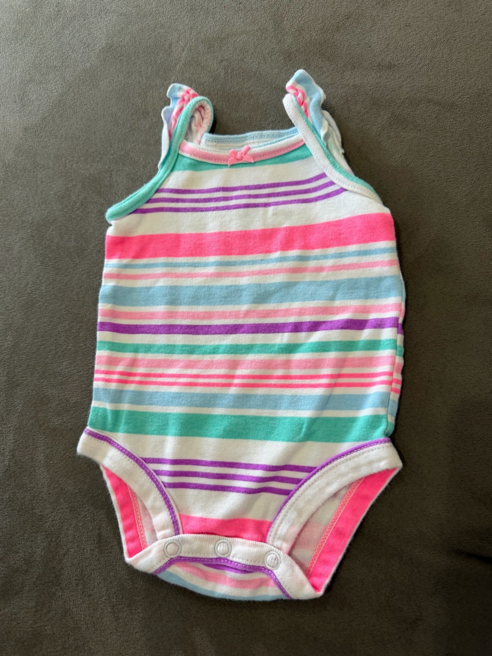 Carters Striped Baby Onesie in Pink, Aqua & Purple